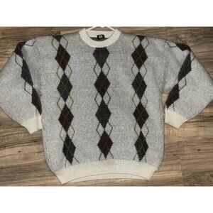 Pierre Bornel MOHAIR Blend Sweater Argyle Pull Over Size Large Grandpa Dad Core